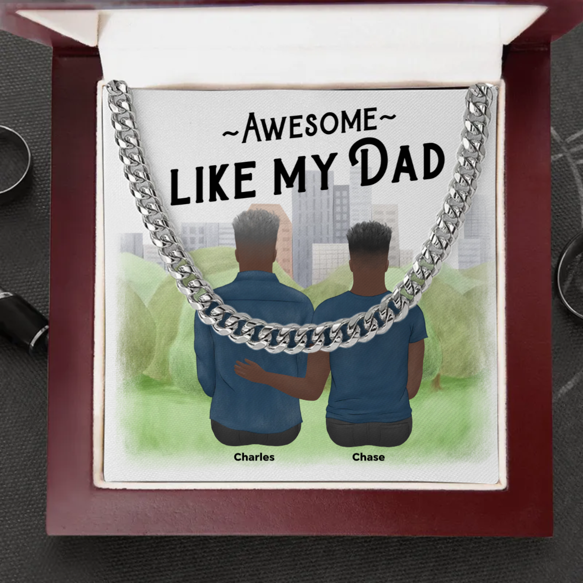 Customized Awesome Like My Dad Cuban Link Chain - Luxury Box