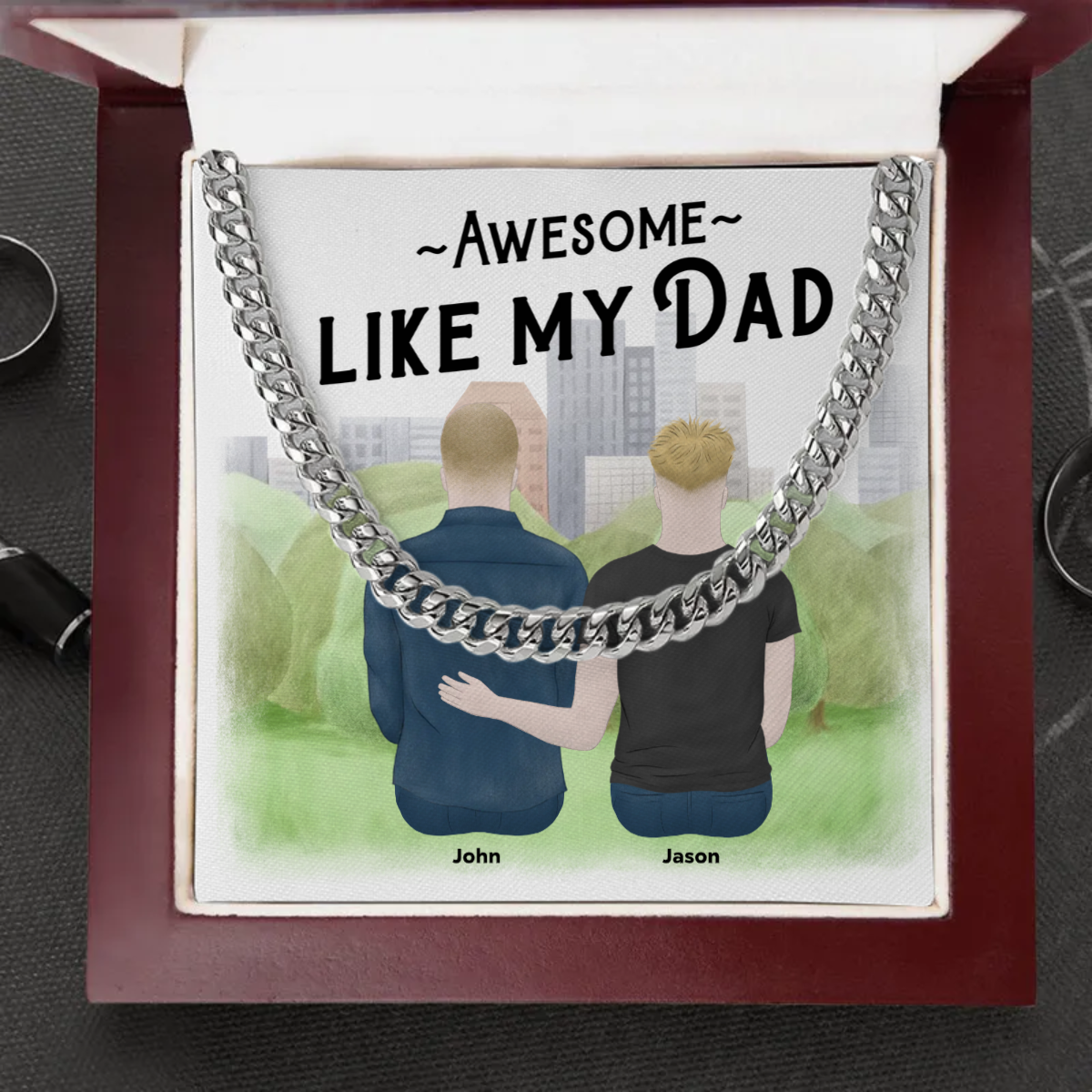 Customized Awesome Like My Dad Cuban Link Chain - Luxury Box