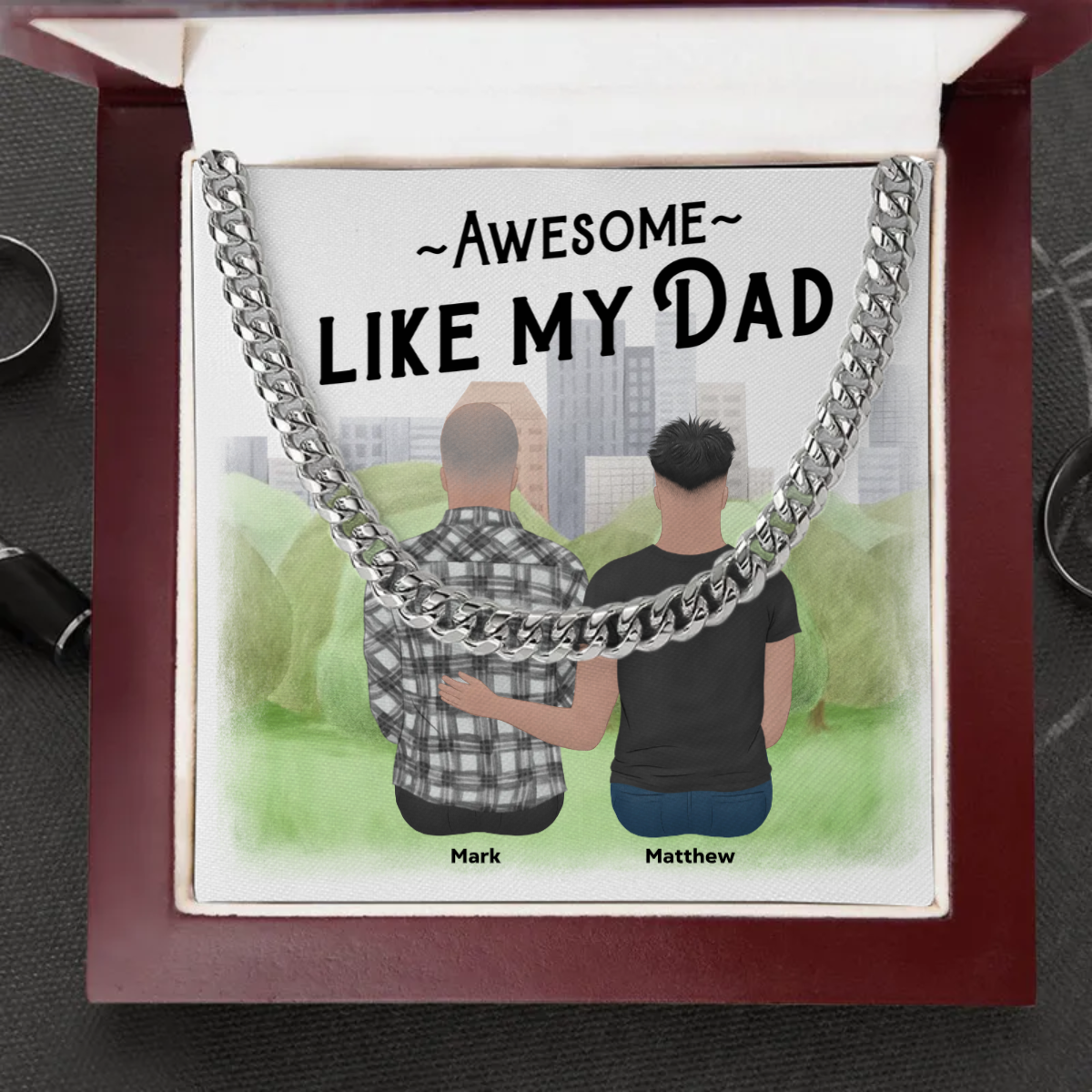 Customized Awesome Like My Dad Cuban Link Chain - Luxury Box