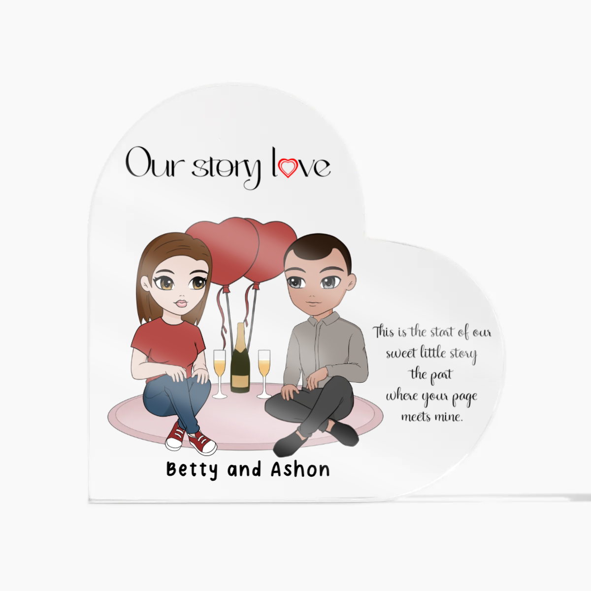 Customized Our Story Love Acrylic Heart