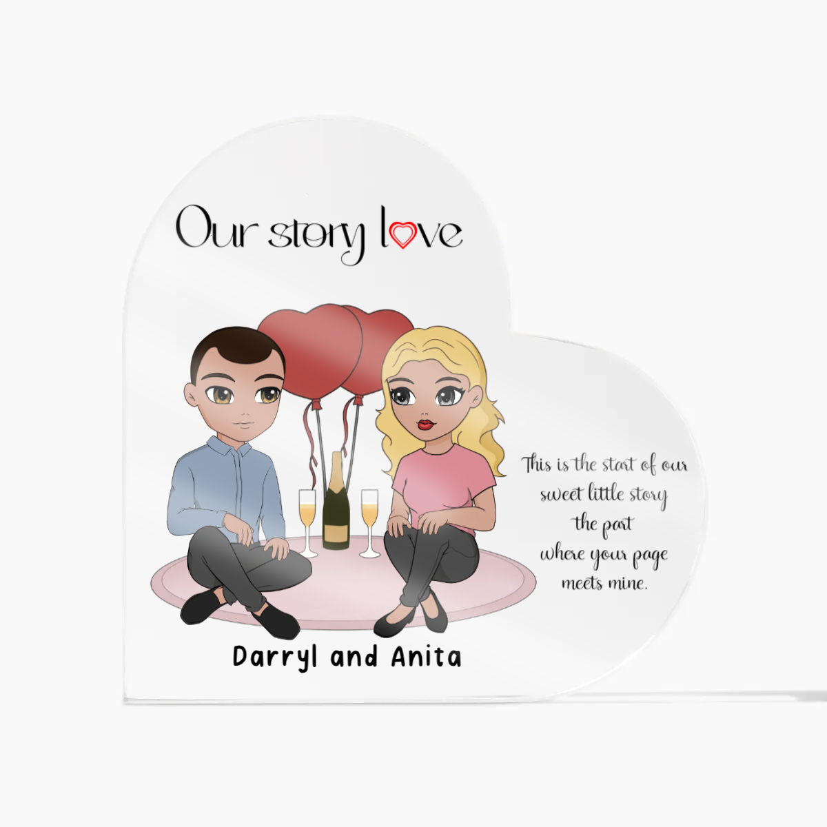 Customized Our Story Love Acrylic Heart