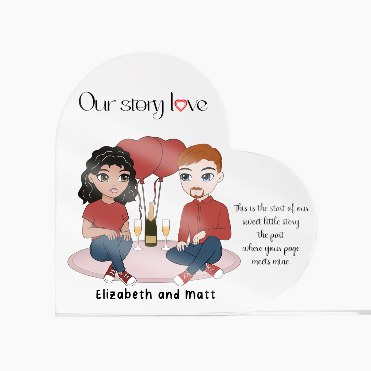 Customized Our Story Love Acrylic Heart