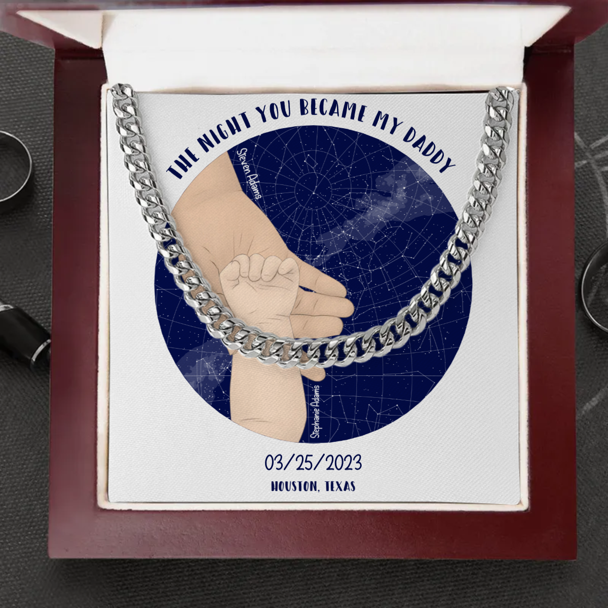 Customized Star Map -The Night You Became My Dad Cuban Link Chain - Luxury Box