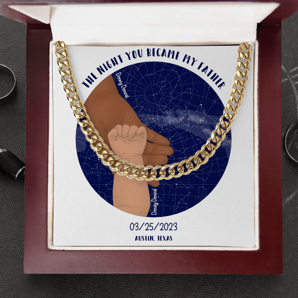 Customized Star Map -The Night You Became My Dad Cuban Link Chain - Luxury Box