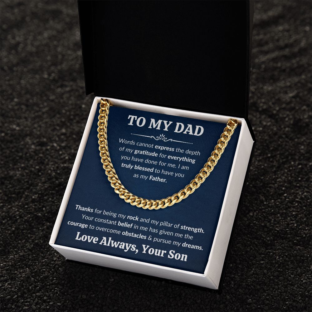 Dad Gratitude From Son Cuban Link Chain