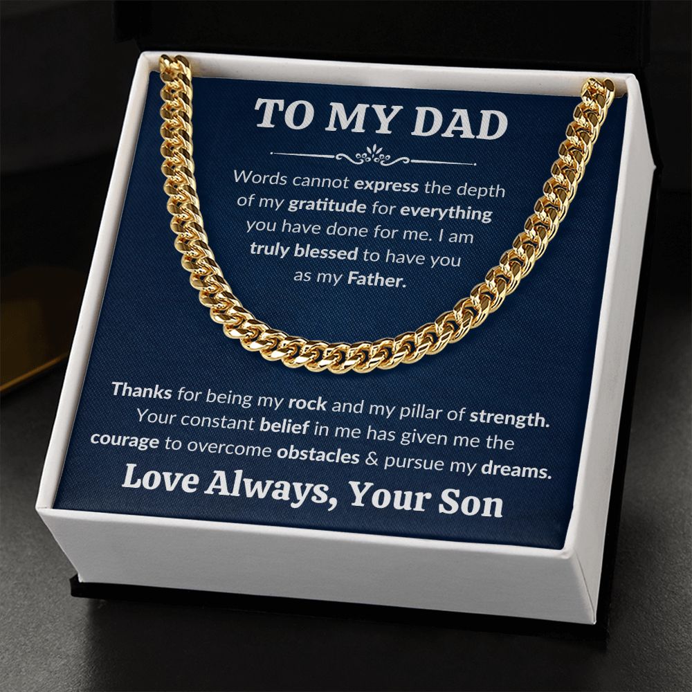 Dad Gratitude From Son Cuban Link Chain