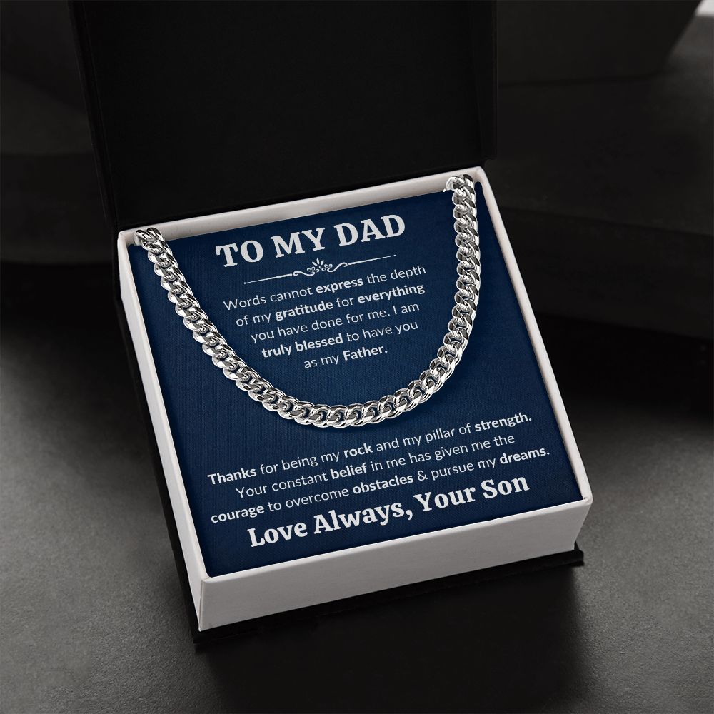 Dad Gratitude From Son Cuban Link Chain