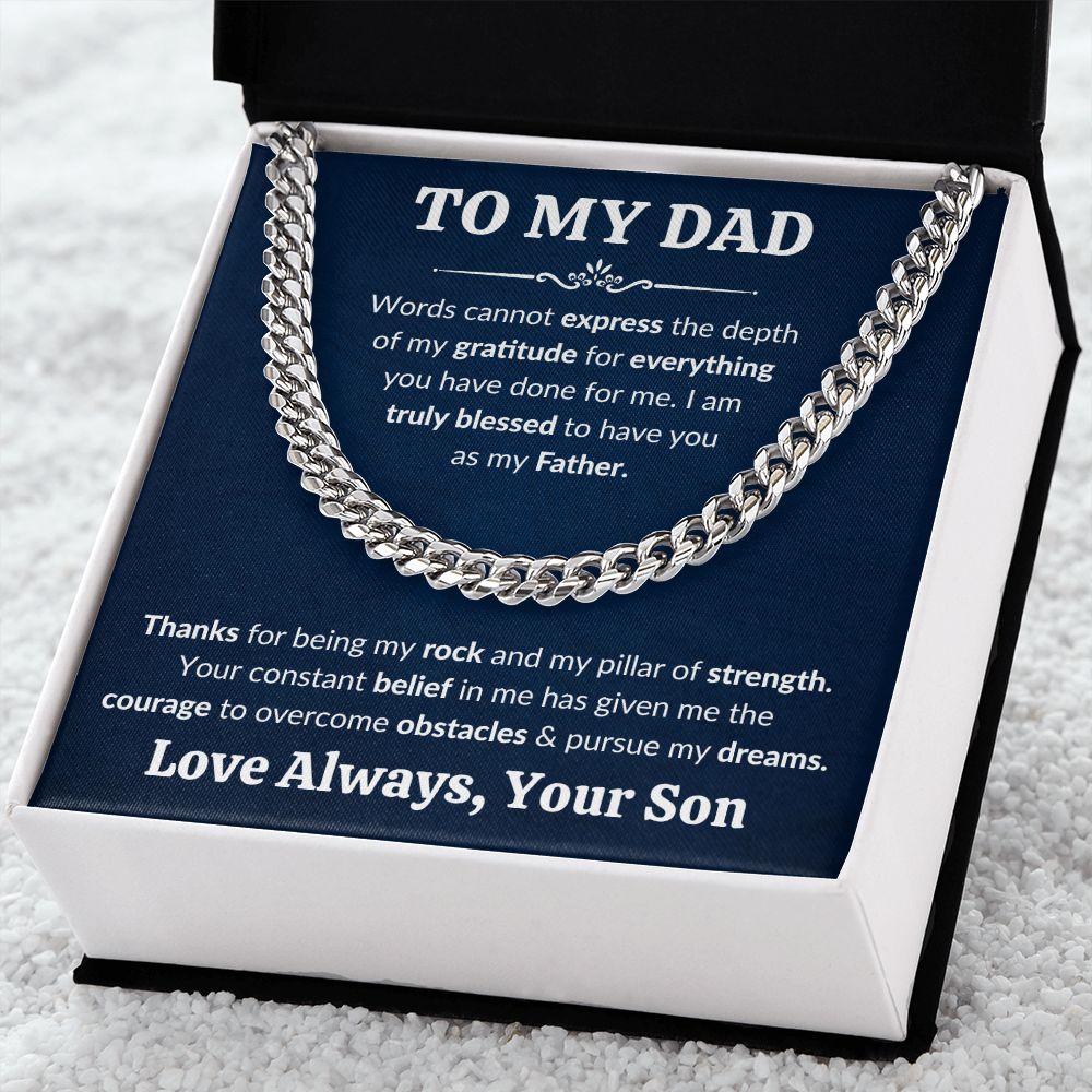 Dad Gratitude From Son Cuban Link Chain