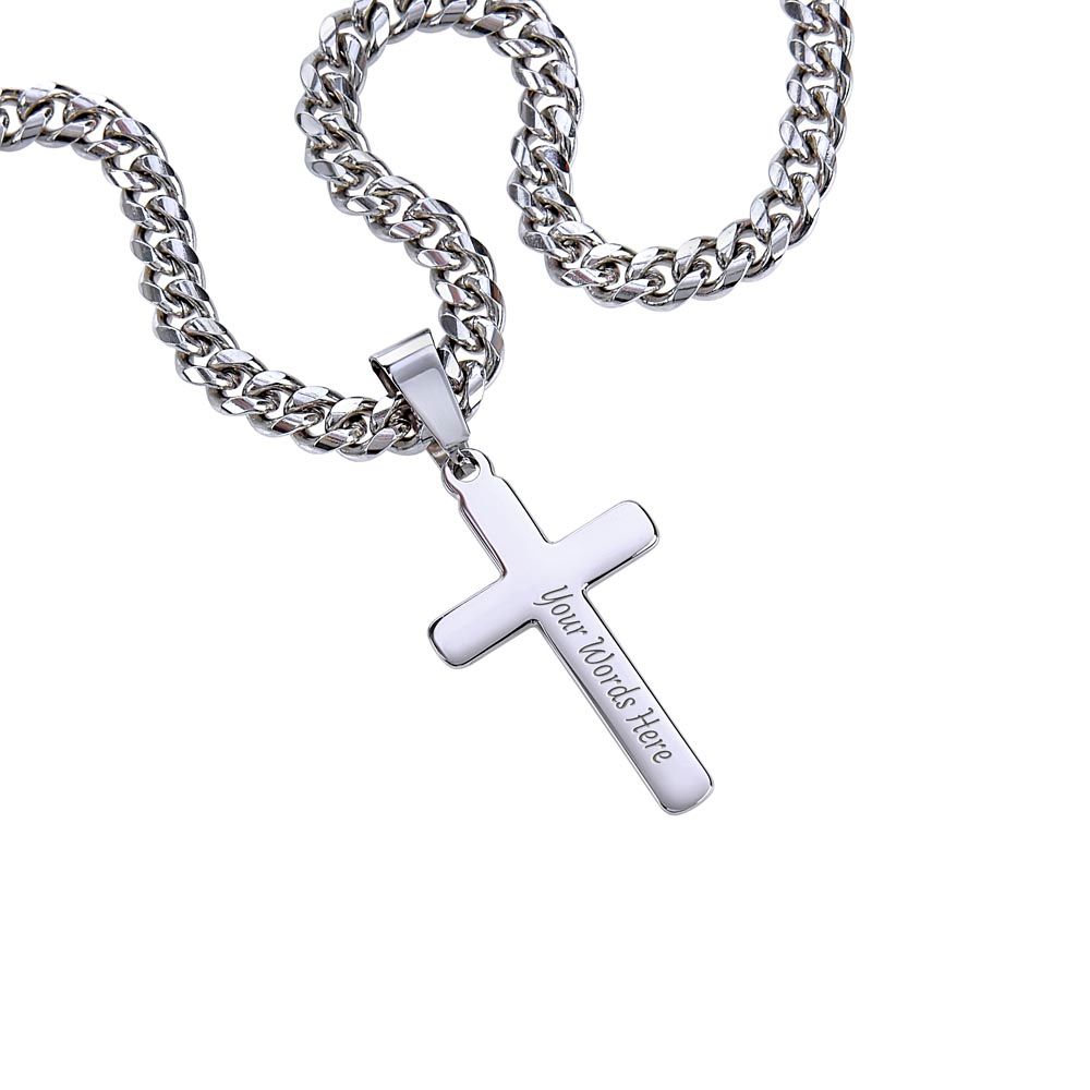 Dad Sacrifices Cuban Chain with Artisan Cross Necklace.