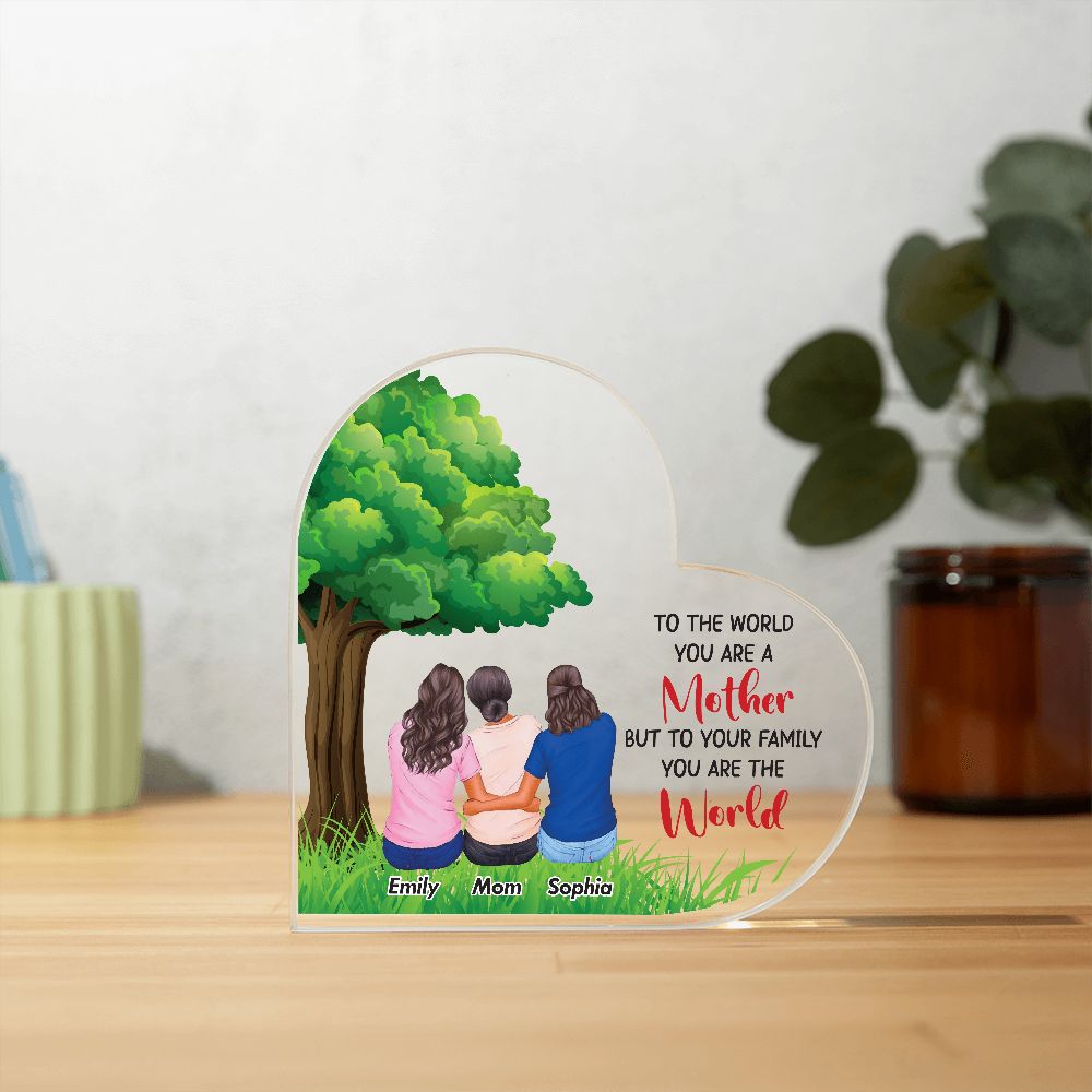 Mother World Tree Acrylic Heart Plaque