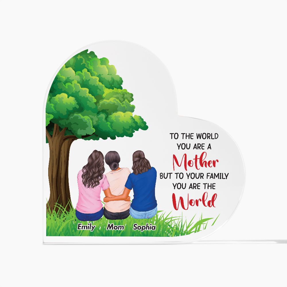 Mother World Tree Acrylic Heart Plaque