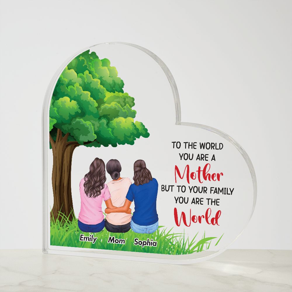 Mother World Tree Acrylic Heart Plaque