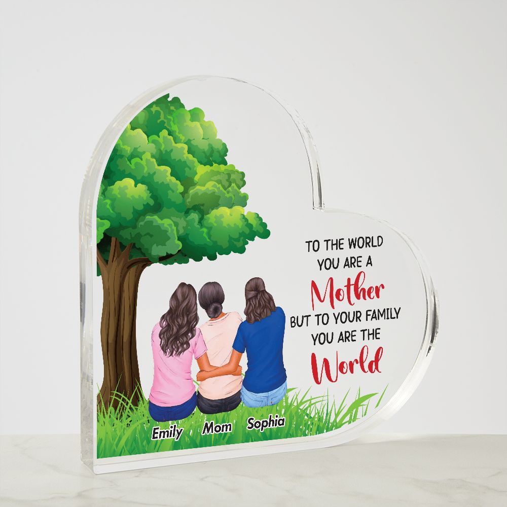Mother World Tree Acrylic Heart Plaque