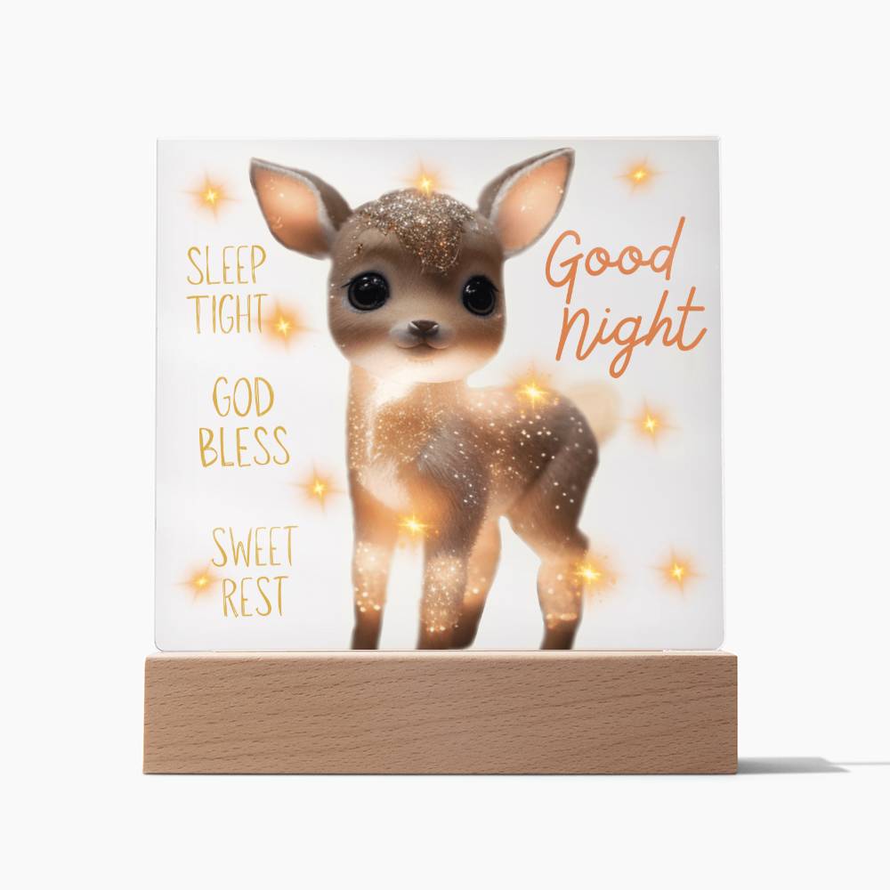 GOODNIGHT FAWN SQUARE ACRYLIC PLAQUE NIGHTLIGHT