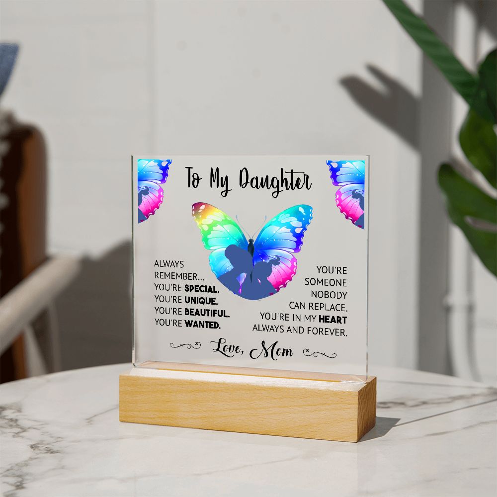 Daughter Butterfly Square Acrylic Plaque