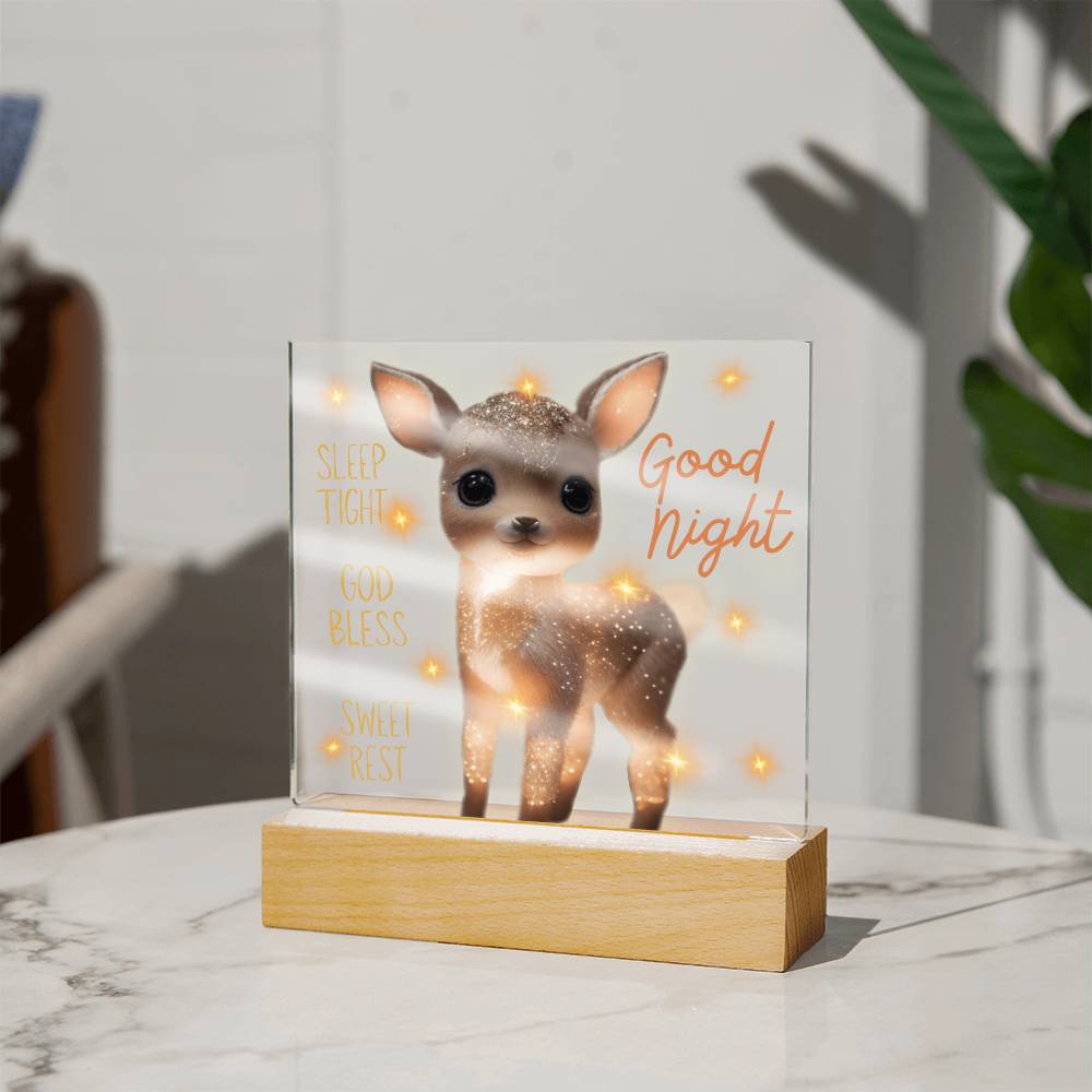 GOODNIGHT FAWN SQUARE ACRYLIC PLAQUE NIGHTLIGHT