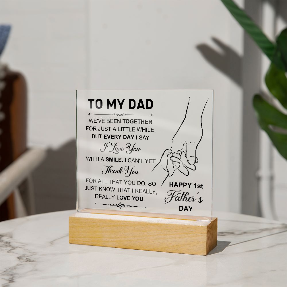 Dad Happy 1st Father's Day Square Acrylic Plaque