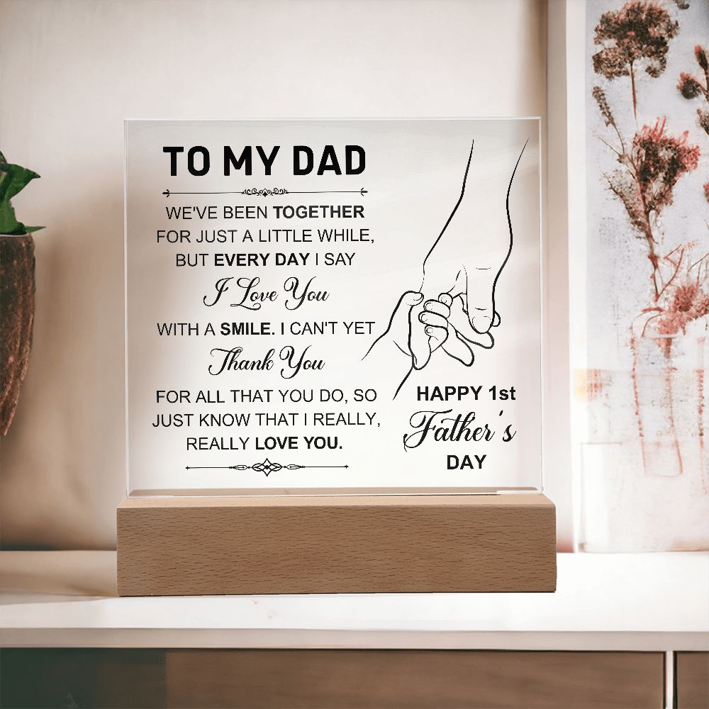 Dad Happy 1st Father's Day Square Acrylic Plaque