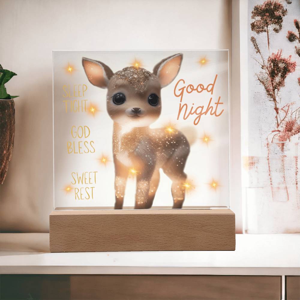 GOODNIGHT FAWN SQUARE ACRYLIC PLAQUE NIGHTLIGHT
