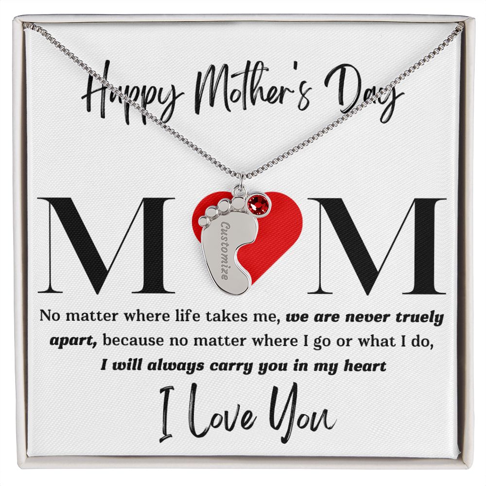 Mom No Matter Baby Feet Necklace