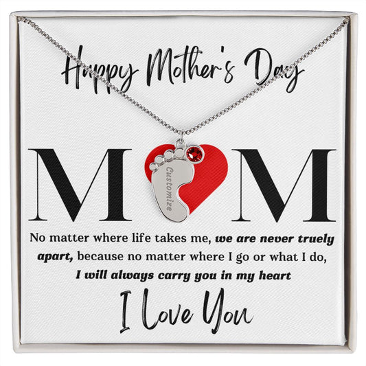 Mom No Matter Baby Feet Necklace