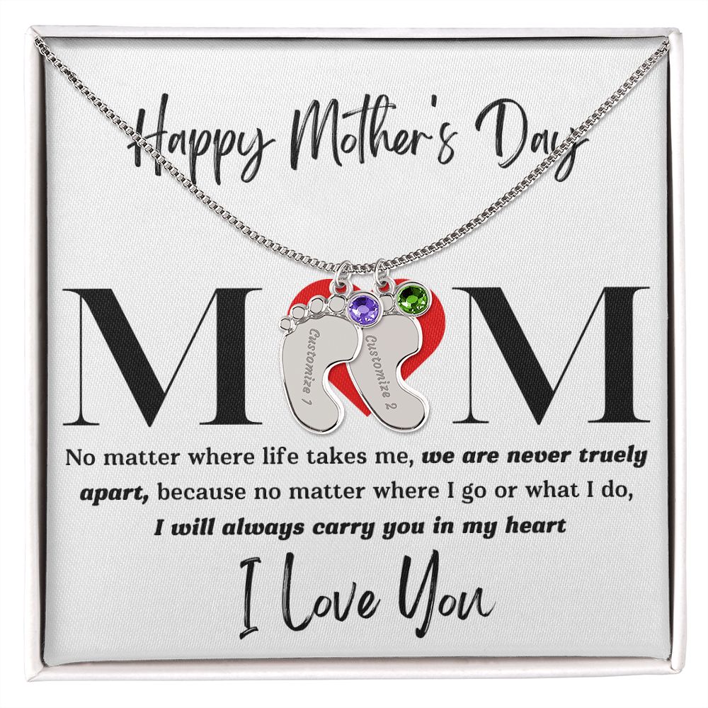 Mom No Matter Baby Feet Necklace