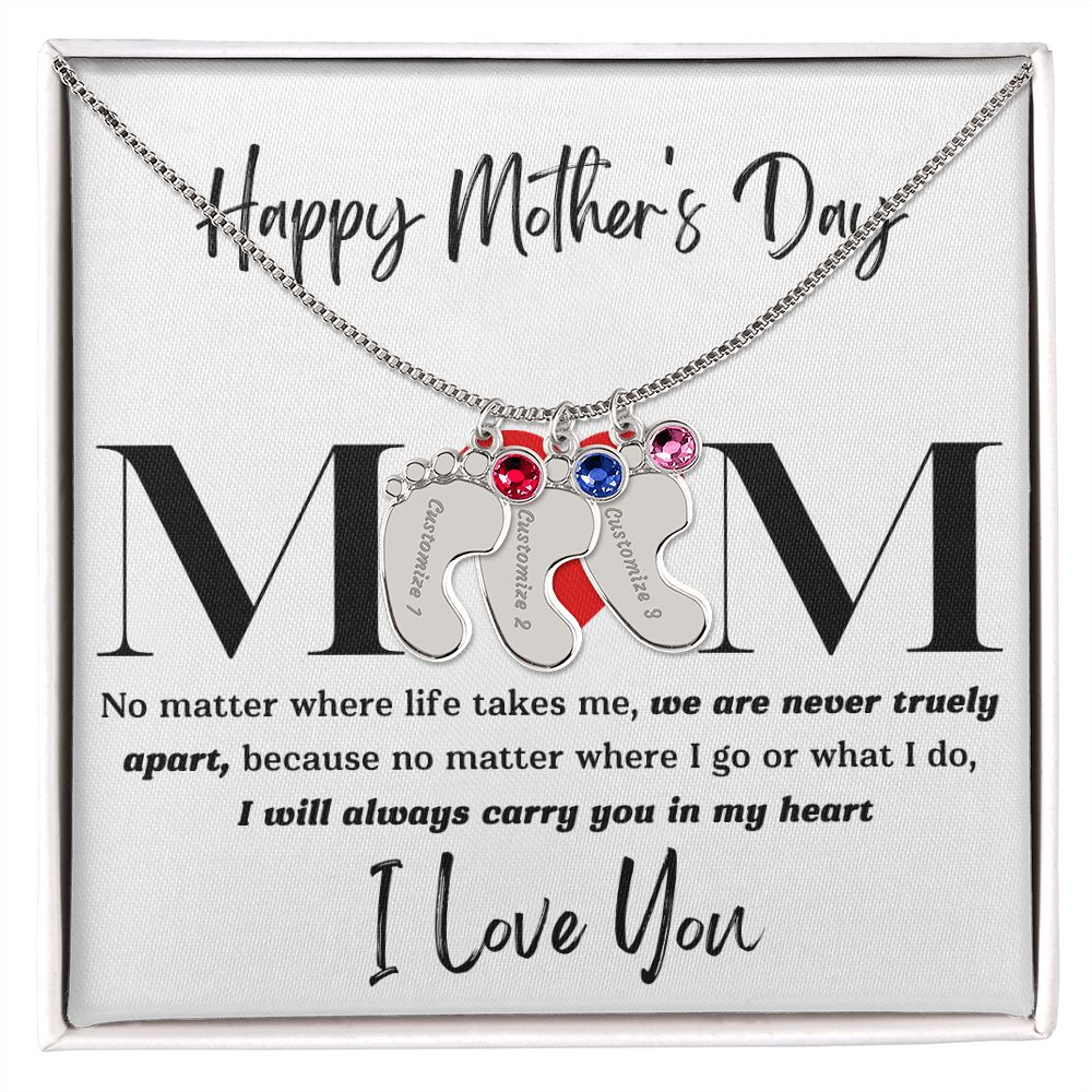 Mom No Matter Baby Feet Necklace