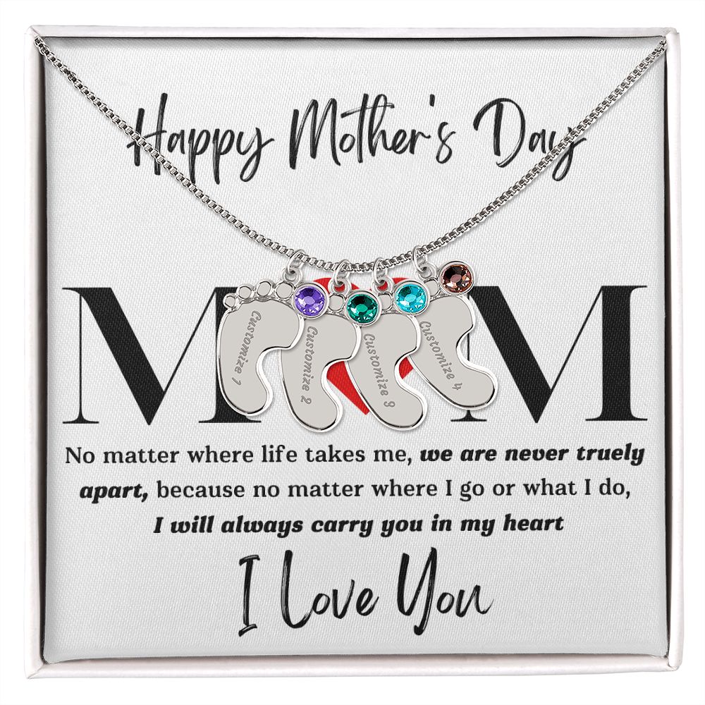 Mom No Matter Baby Feet Necklace
