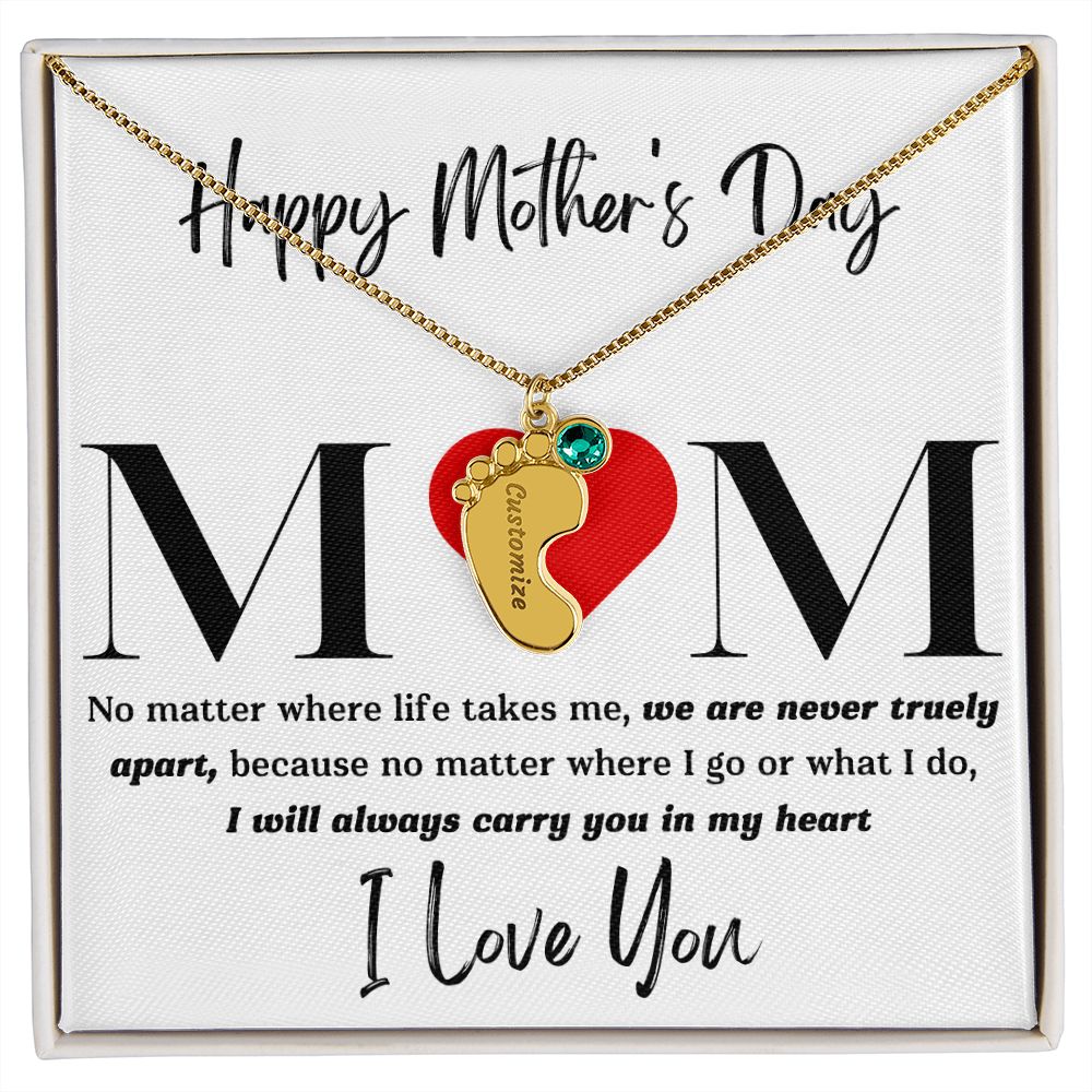 Mom No Matter Baby Feet Necklace