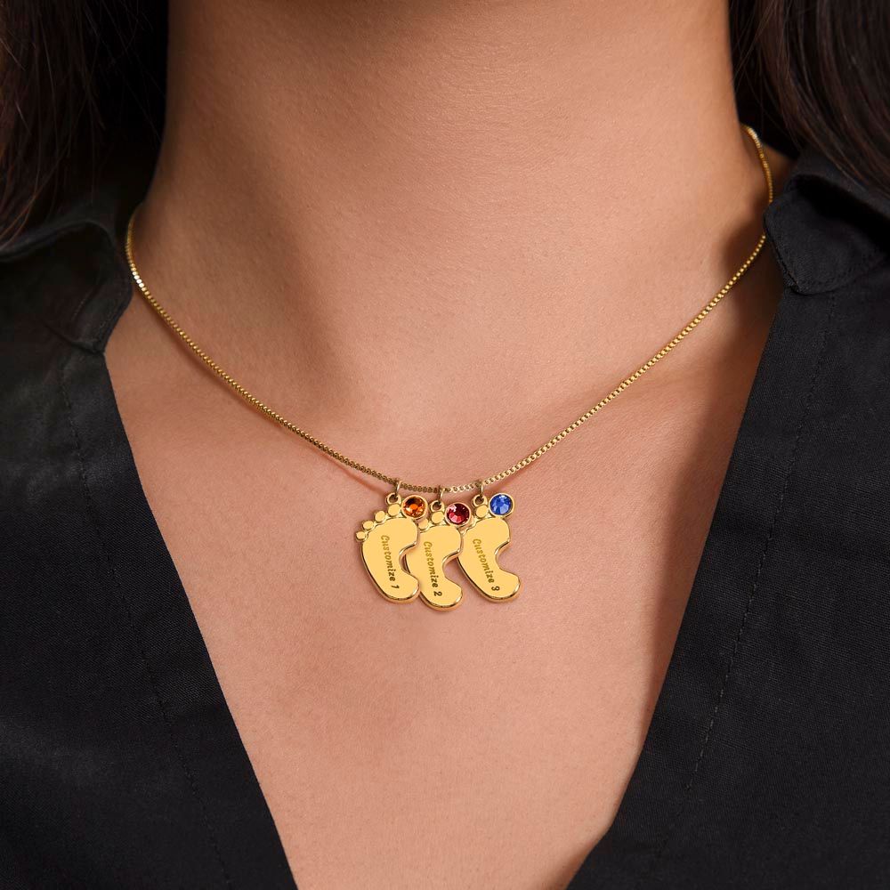 Mom No Matter Baby Feet Necklace
