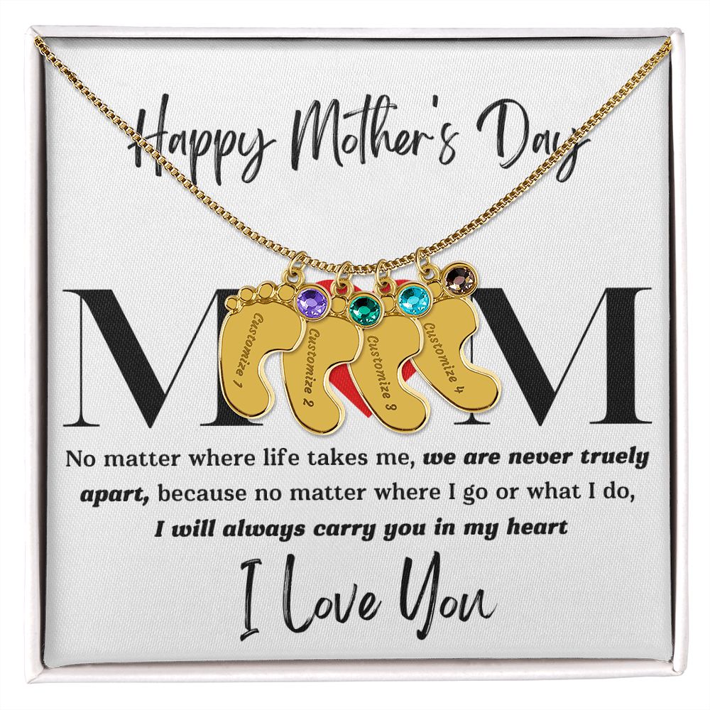 Mom No Matter Baby Feet Necklace