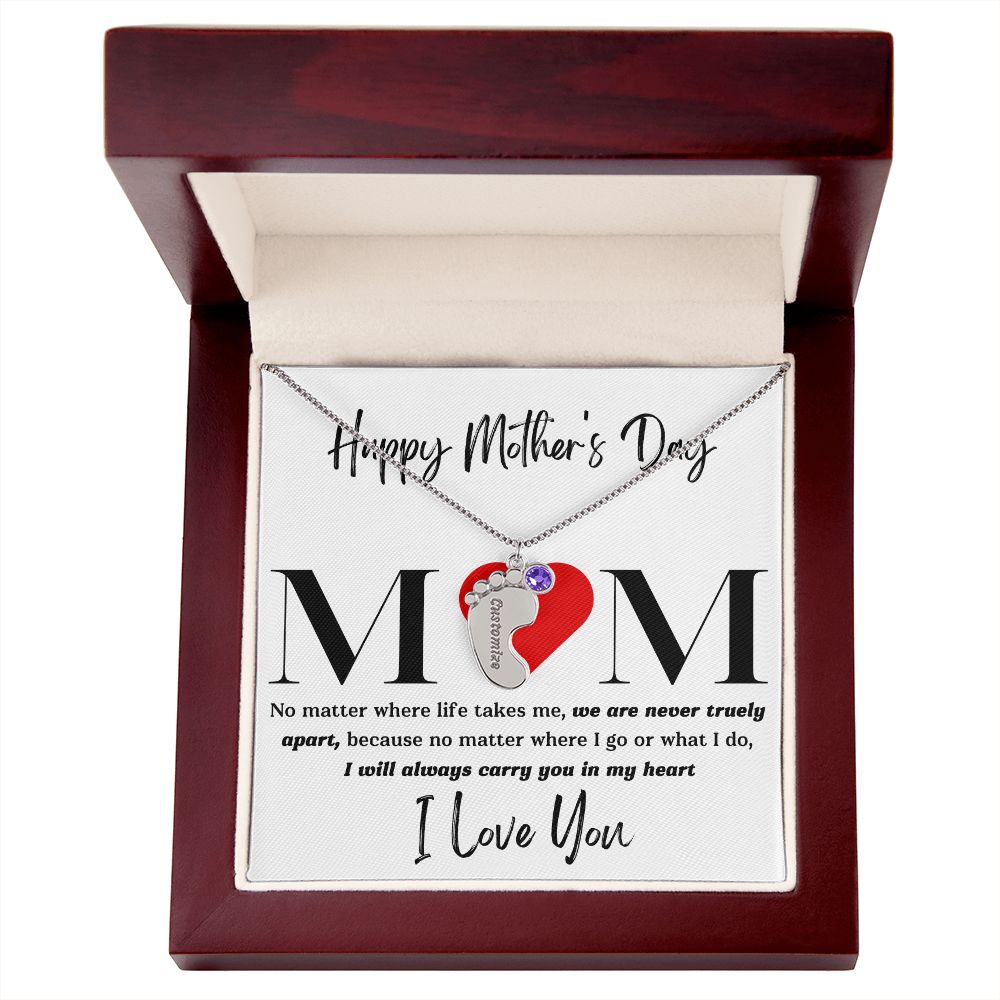 Mom No Matter Baby Feet Necklace