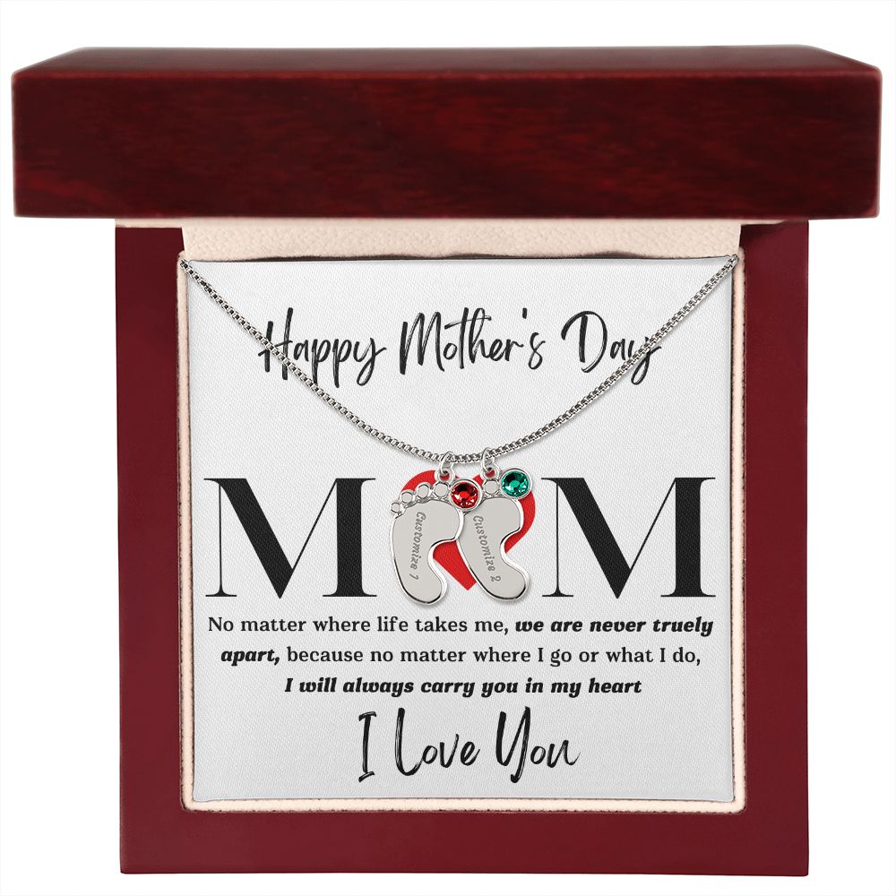 Mom No Matter Baby Feet Necklace