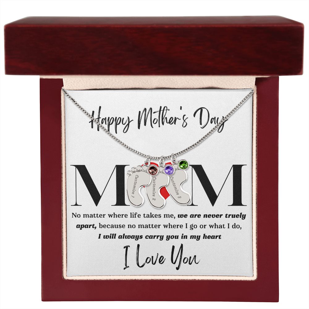 Mom No Matter Baby Feet Necklace