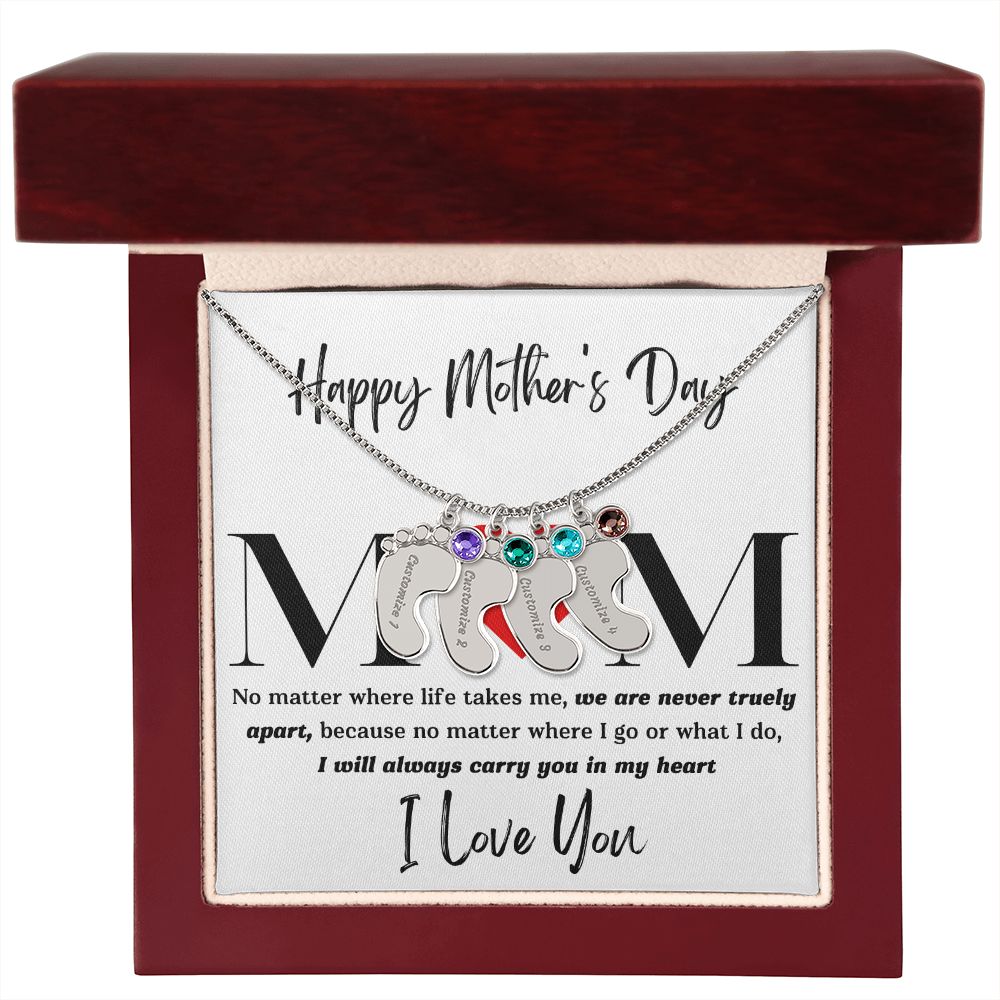 Mom No Matter Baby Feet Necklace