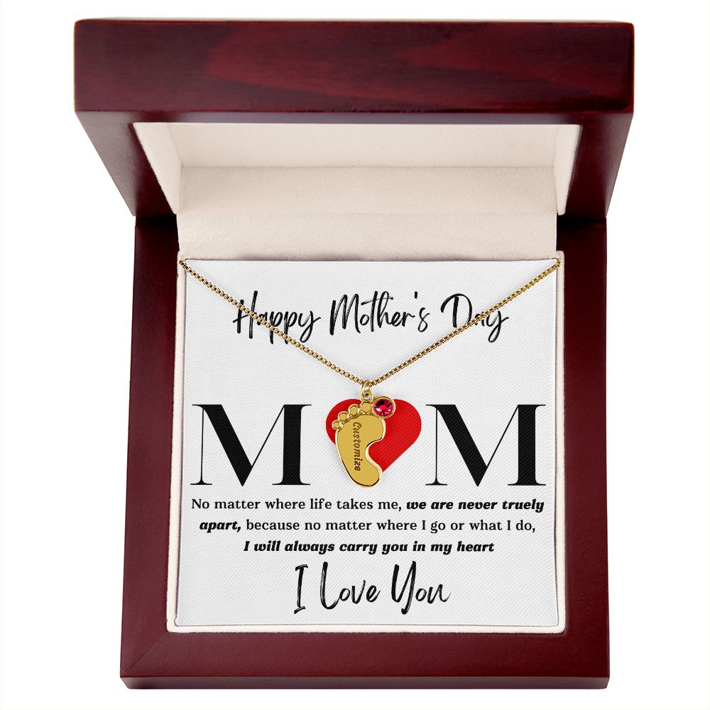 Mom No Matter Baby Feet Necklace