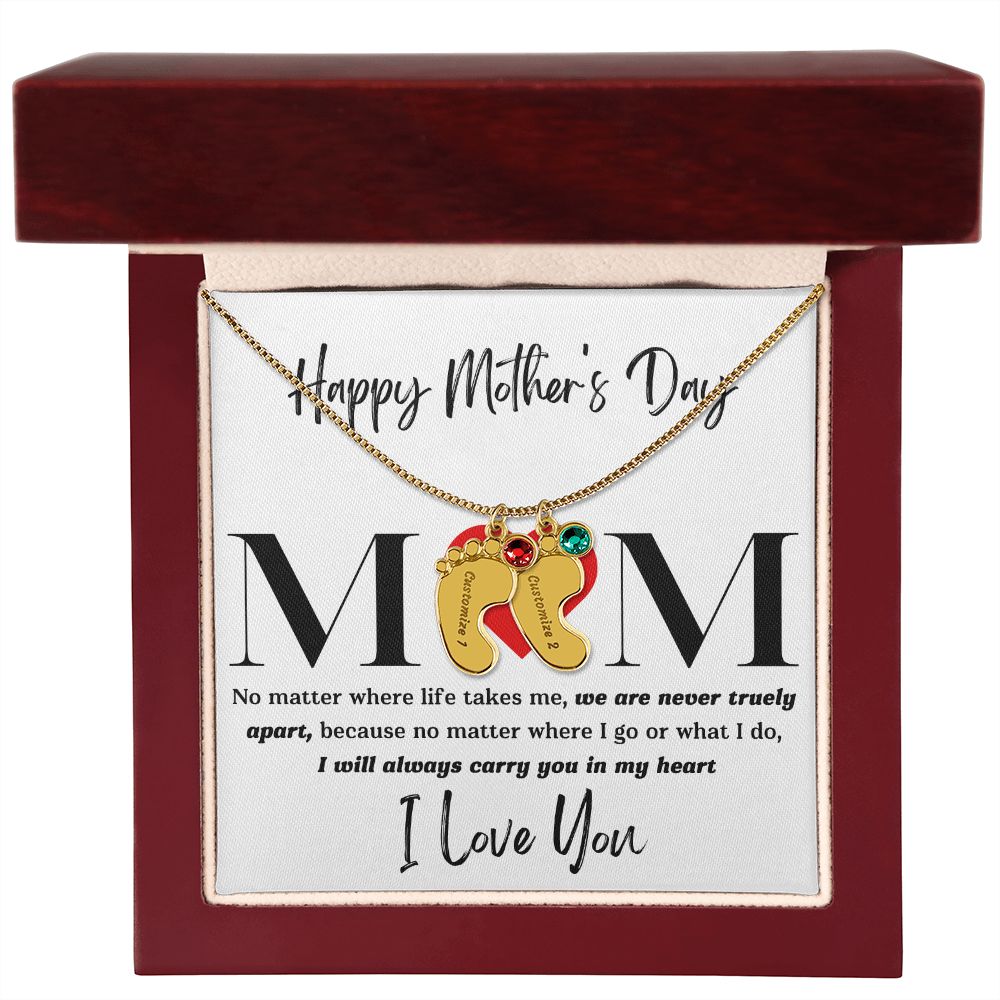 Mom No Matter Baby Feet Necklace