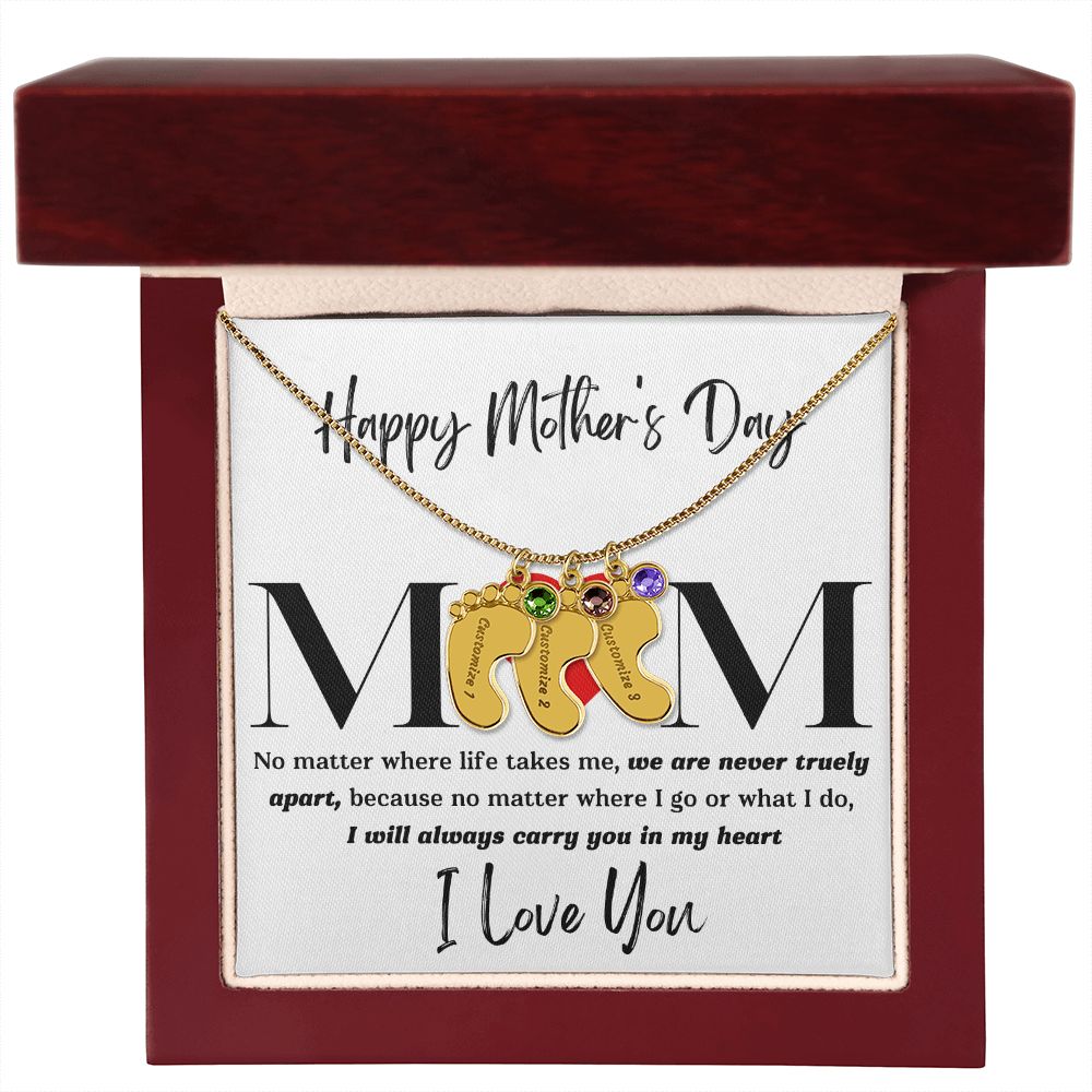 Mom No Matter Baby Feet Necklace