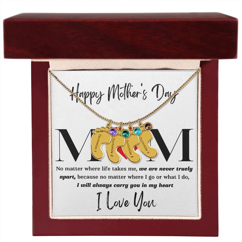 Mom No Matter Baby Feet Necklace