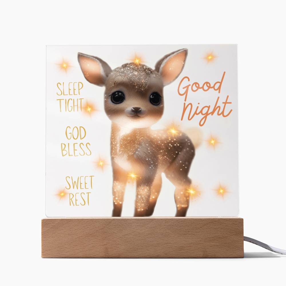 GOODNIGHT FAWN SQUARE ACRYLIC PLAQUE NIGHTLIGHT