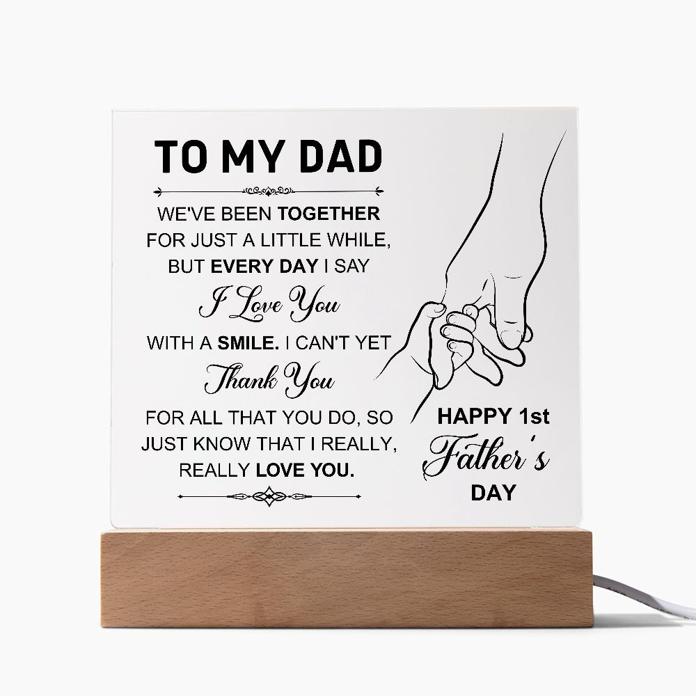 Dad Happy 1st Father's Day Square Acrylic Plaque