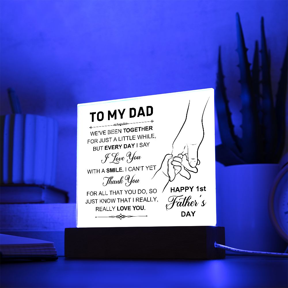 Dad Happy 1st Father's Day Square Acrylic Plaque