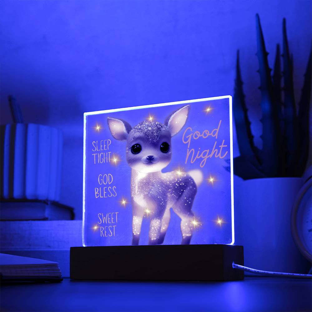 GOODNIGHT FAWN SQUARE ACRYLIC PLAQUE NIGHTLIGHT