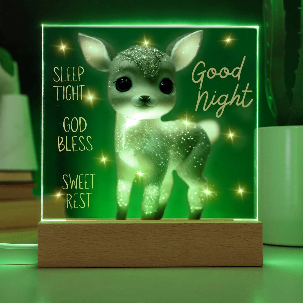 GOODNIGHT FAWN SQUARE ACRYLIC PLAQUE NIGHTLIGHT