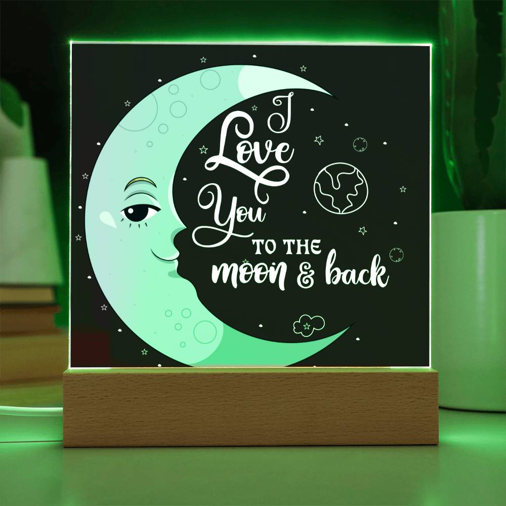 I LOVE YOU TO THE MOON & BACK SQUARE ACRYLIC PLAQUE