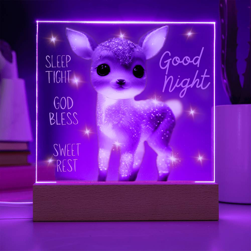 GOODNIGHT FAWN SQUARE ACRYLIC PLAQUE NIGHTLIGHT