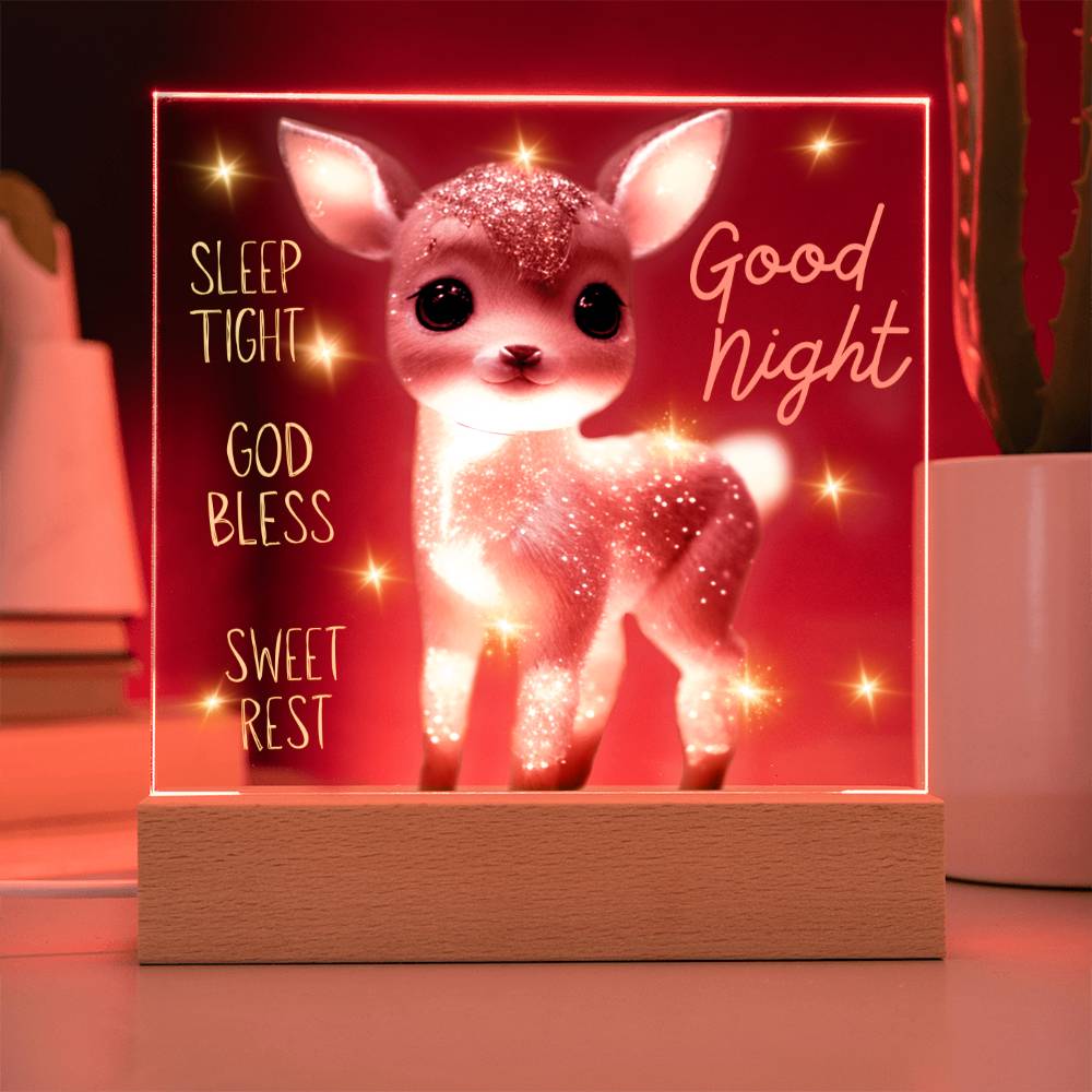 GOODNIGHT FAWN SQUARE ACRYLIC PLAQUE NIGHTLIGHT