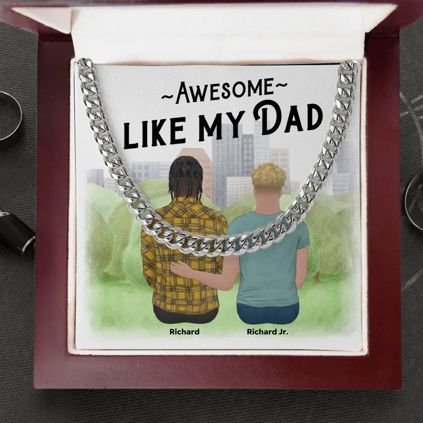 Customized Awesome Like My Dad Cuban Link Chain - Luxury Box