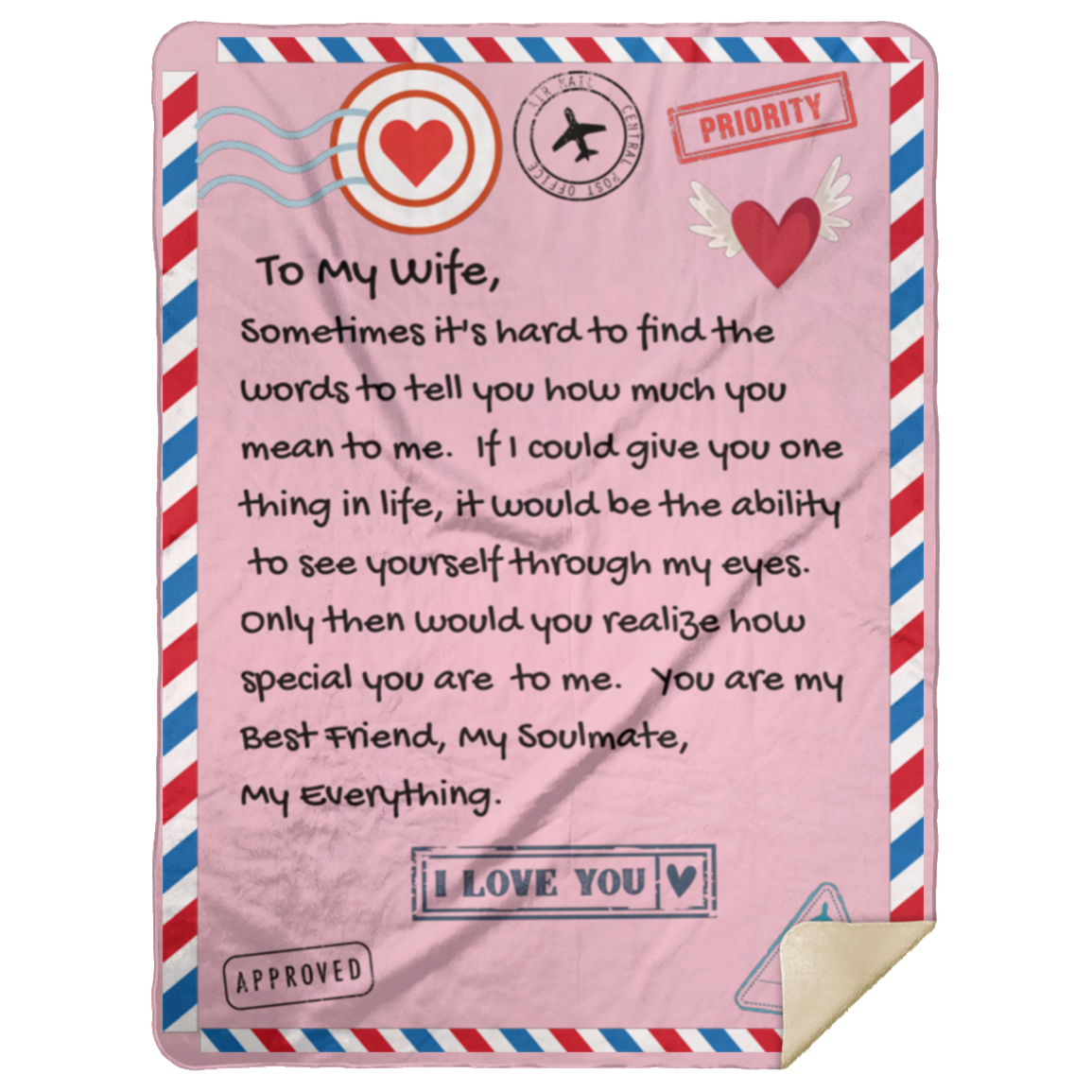 Wife Love Mail Premium Mink Sherpa Blanket 60x80