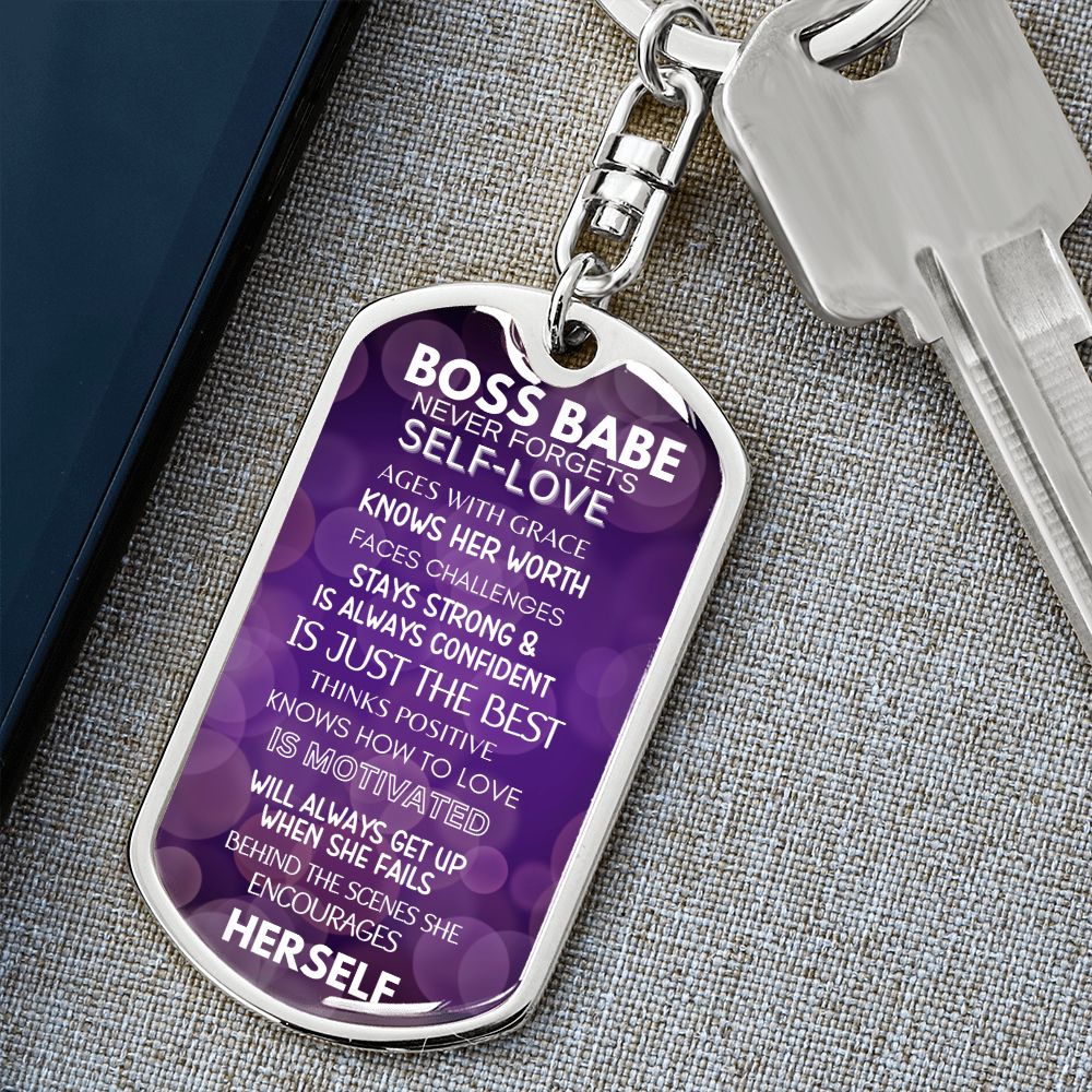 BOSS BABE DOGTAG SWIVEL KEYCHAIN